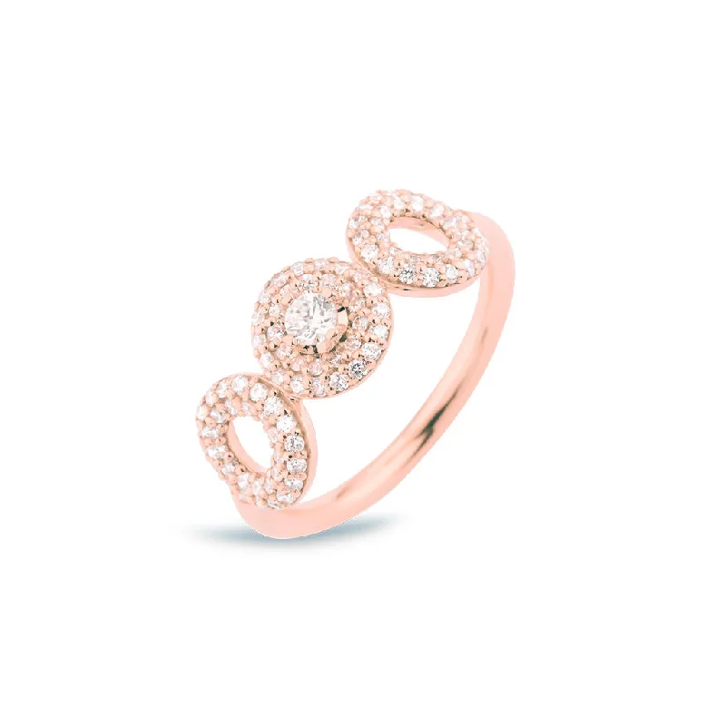 Bold Silver Band Ring-Matiné 18K Rosegold Ring w. 100 Diamonds