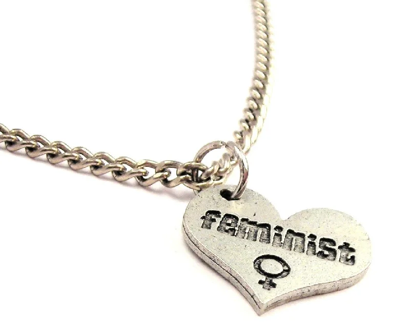 Luxury Chain Necklace for Women-Feminist Heart Single Charm Necklace