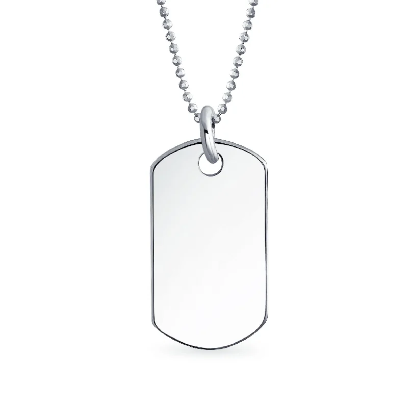 Handcrafted Silver Necklace-Unisex Sterling Silver Dog Tag Pendant Necklace for Men and Teens