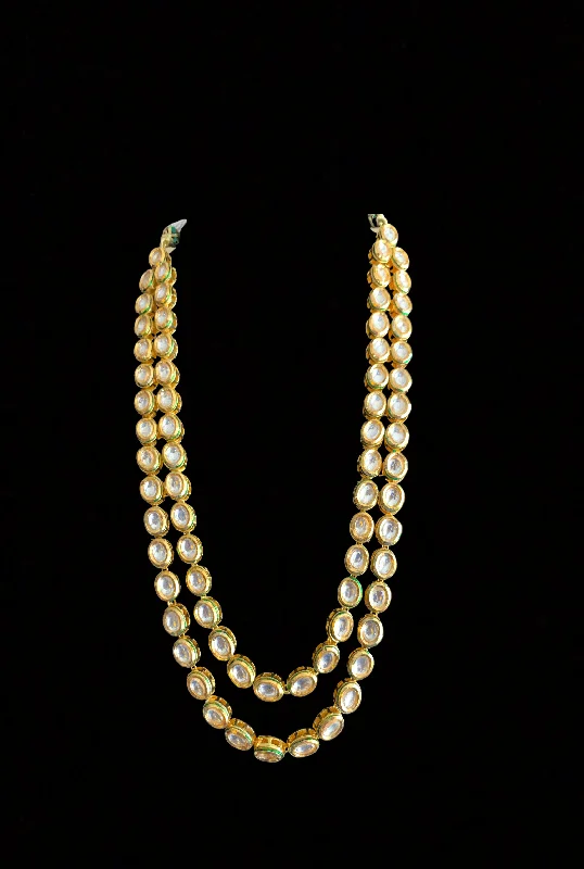 Thin Silver Necklace-Afsa short Kundan necklace  (READY TO SHIP)