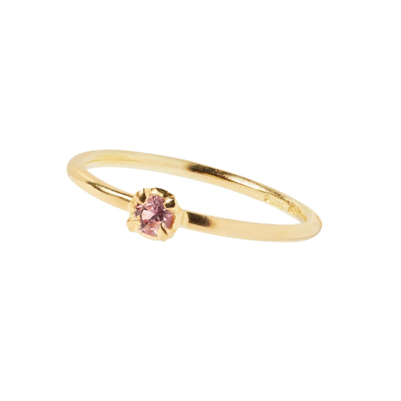 Custom Wedding Ring Set-Pink 18K Gold Ring w. Sapphire