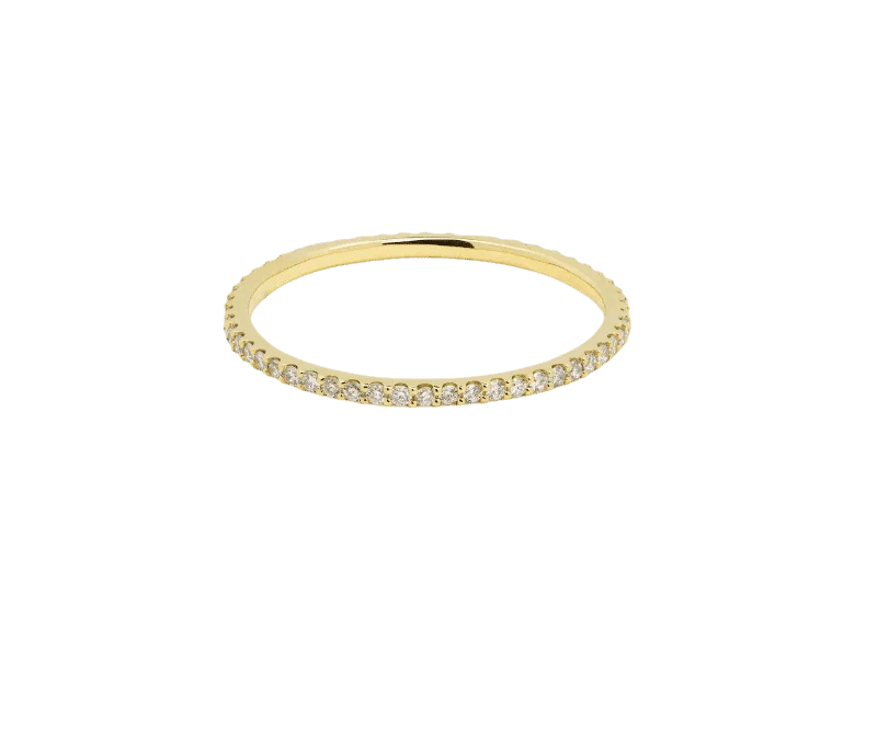 Fashion Ring for Women-Eternity Band 18K Gold Ring w. Diamonds