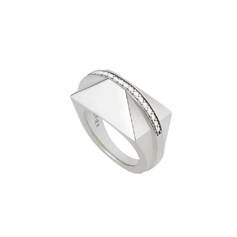 Wedding Ring with Diamonds-ICON Shard Silver Ring w. Diamond