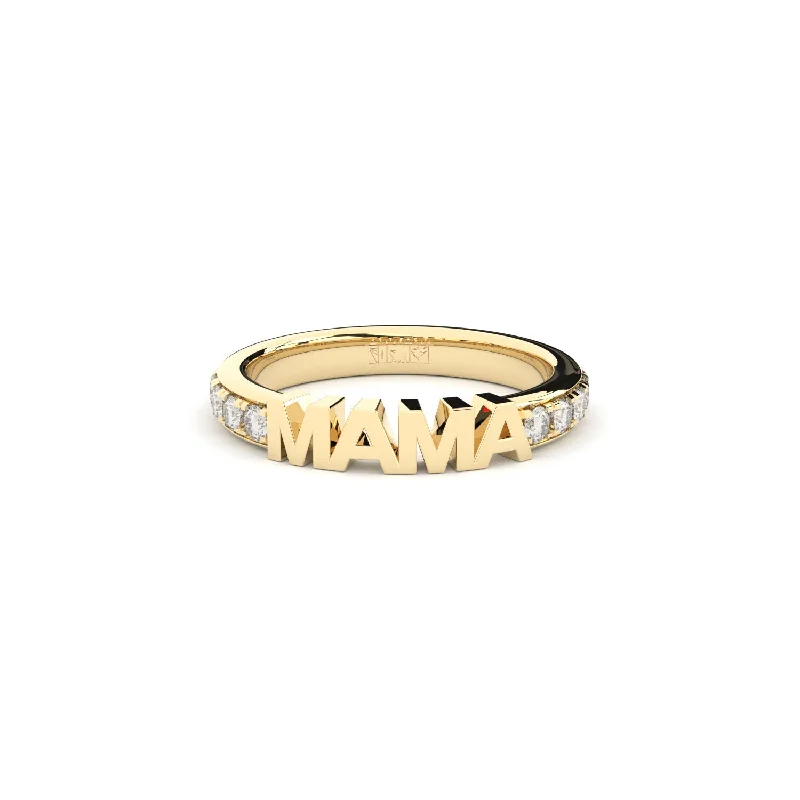 Customizable Gold Ring-Becoming Luxury Eternity Mama 18K Gold Ring w. Lab-Grown Diamonds