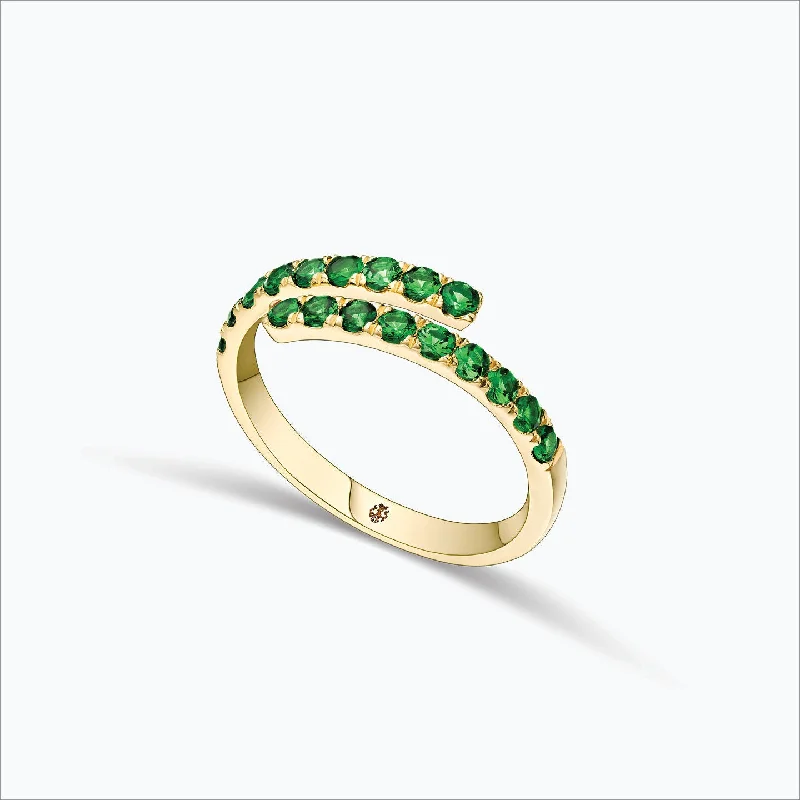 Silver Ring with Blue Sapphire-Initha 18K Gold Ring w. Tsavorite