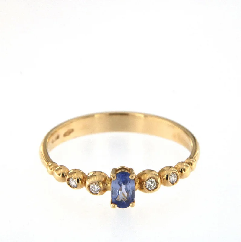 Custom Wedding Ring Set for Couple-Bubble 18K Rose Gold Ring w. Diamonds & Blue Sapphire