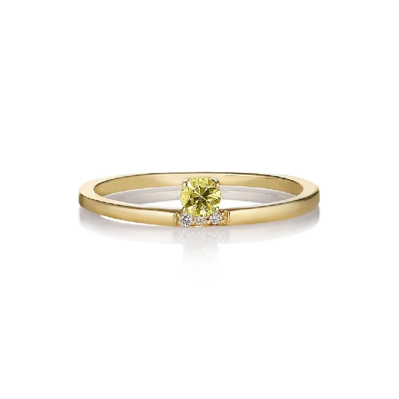 Gold Birthstone Ring-Andrea Yellow 14K Gold Ring w. Sapphire & Diamonds