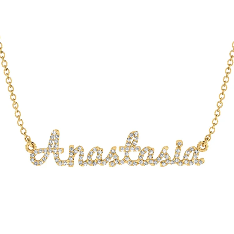 Casual Bead Necklace-Diamond Gold Name Necklace - Anastasia