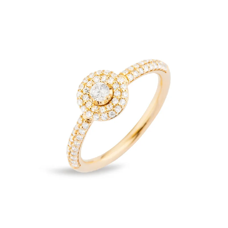 Gold Engagement Ring-Matiné 18K Gold Ring w. 68 Diamonds