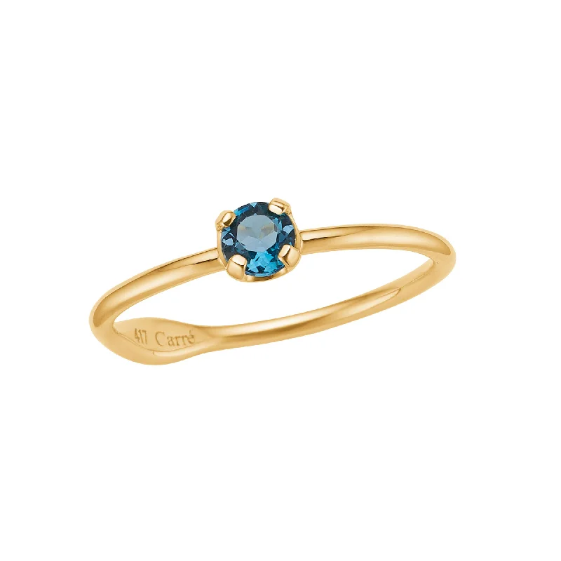 Unique Wedding Rings-My Precious - Rainbow 10K Thin Gold Ring w. Topaz