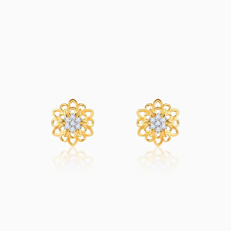 Glamorous Stud Earrings-Gold Thrive Diamond Earrings