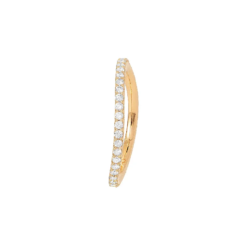 Heart Shaped Ring for Women-Love Bands Curved 18K Gold Ring w. Diamonds