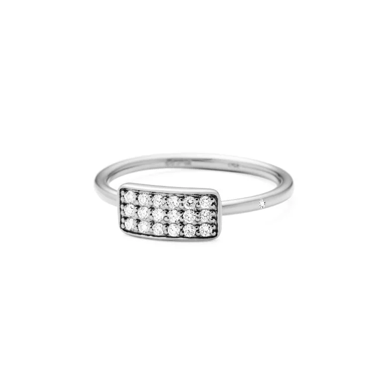 Art Deco Diamond Ring-Rock Square 18K Whitegold Ring w. Diamonds