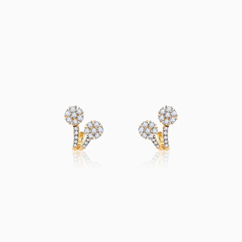 Handcrafted Earrings-Gold Twinkle Trance Diamond Earrings