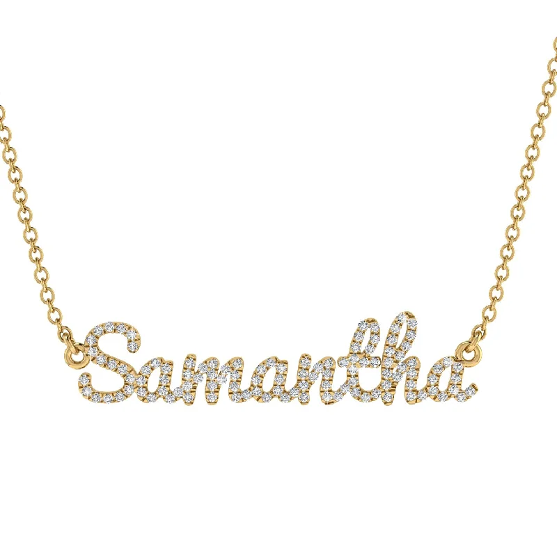 Ethnic Necklace for Women-Diamond Gold Name Necklace - Samantha