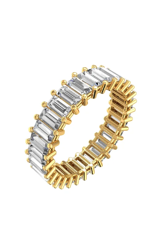 Custom Wedding Ring Set for Couple-Eternity Baguette Band 18K Gold Ring w. Lab-Grown Diamonds