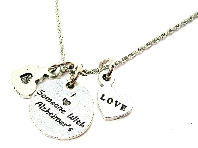 Pearl Necklace for Bride-I Love Someone With Alzheimer's Stainless Steel Rope Chain Necklace