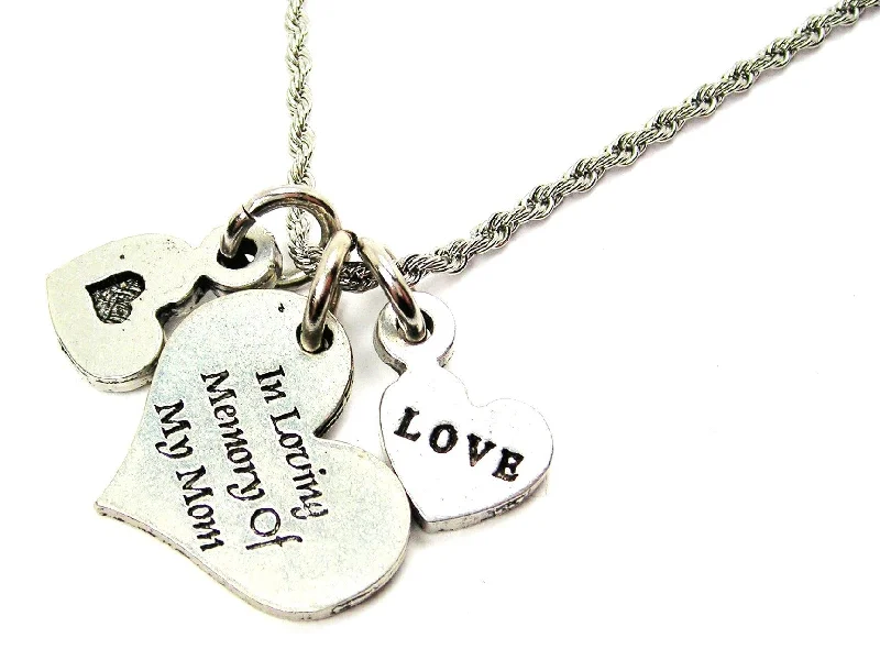 Gold Pendant Necklace-In Loving Memory Of My Mom Stainless Steel Rope Chain Necklace