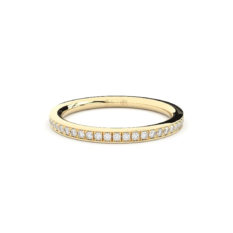 Stylish Gold Ring-Duo Eternity rounded band 18K Gold Ring w. Lab-Grown Diamonds