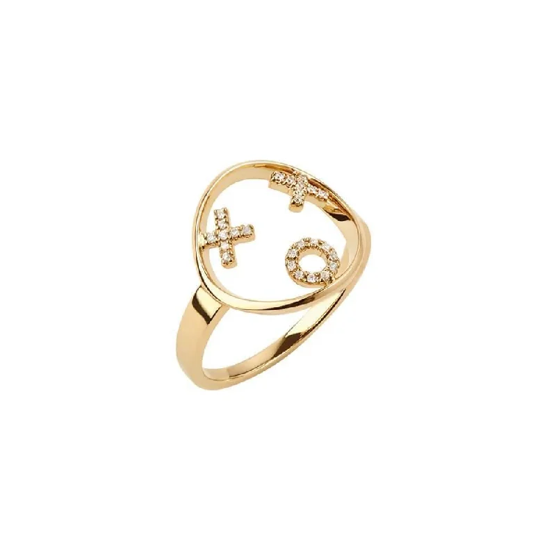 Couples Matching Rings-MOYEN XOXO 18K Gold Ring w. Diamond