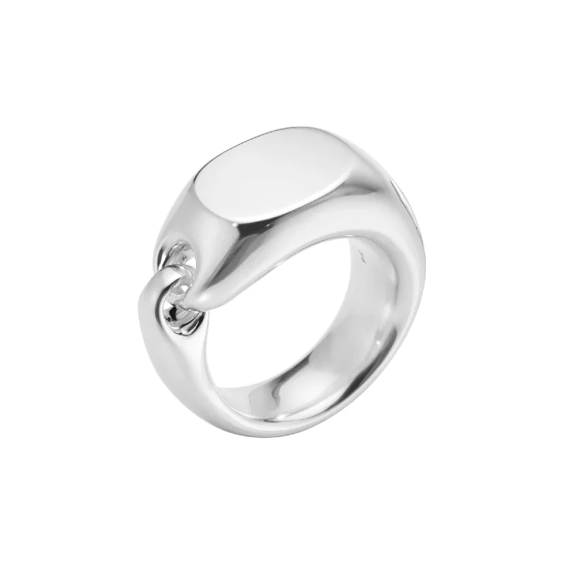 Stackable Wedding Bands-Reflect Big Silver Signet Ring