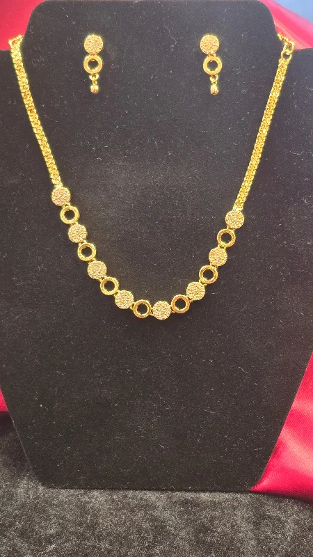 Elegant Necklace with Gemstones-Gorgeous Gold Plated Jewelry Set For Women