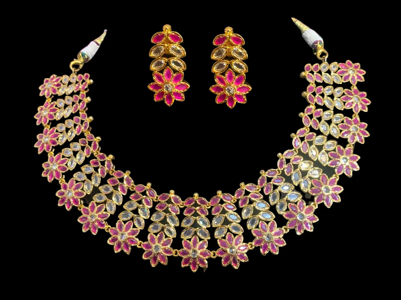 Modern Chain Necklace-NS374 MIZAN Hyderabadi gold plated necklace set ( READY TO SHIP )