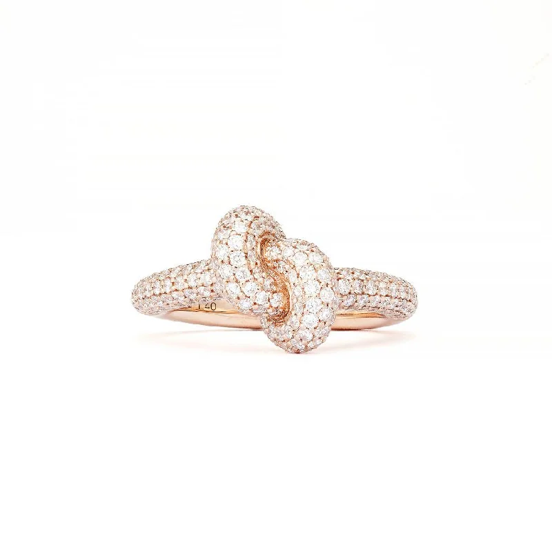 Sterling Silver Ring for Women-Legacy Knot Small (Tight) 18K Rosegold Ring w. Diamonds