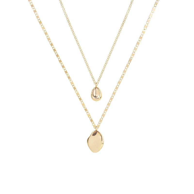 Large Pendant Gold Necklace-Duetto Pendant Necklace