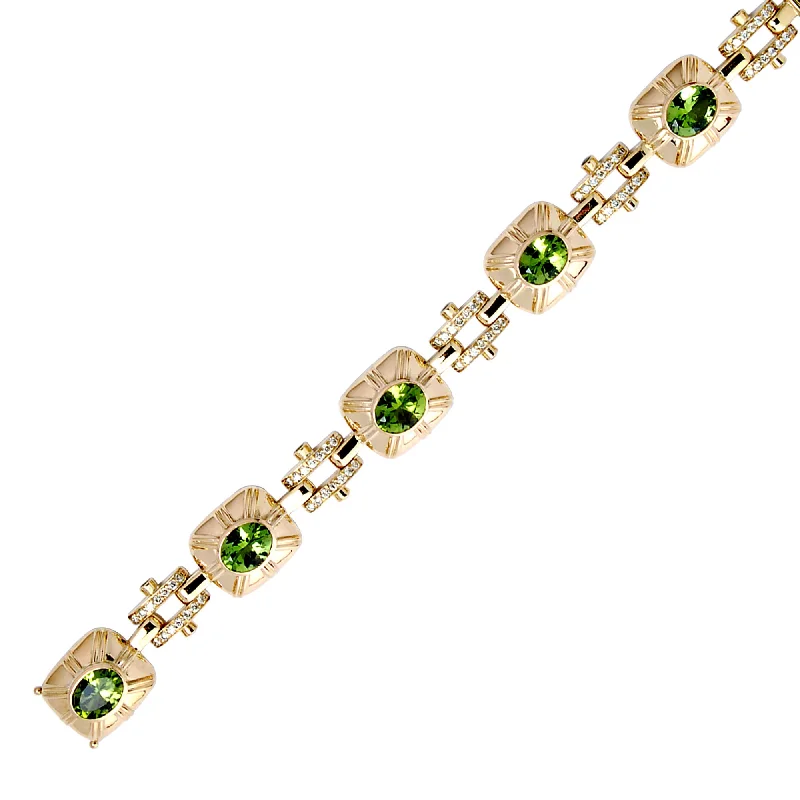 Adjustable Bangle for Women-Bracelet- Peridot And Diamond