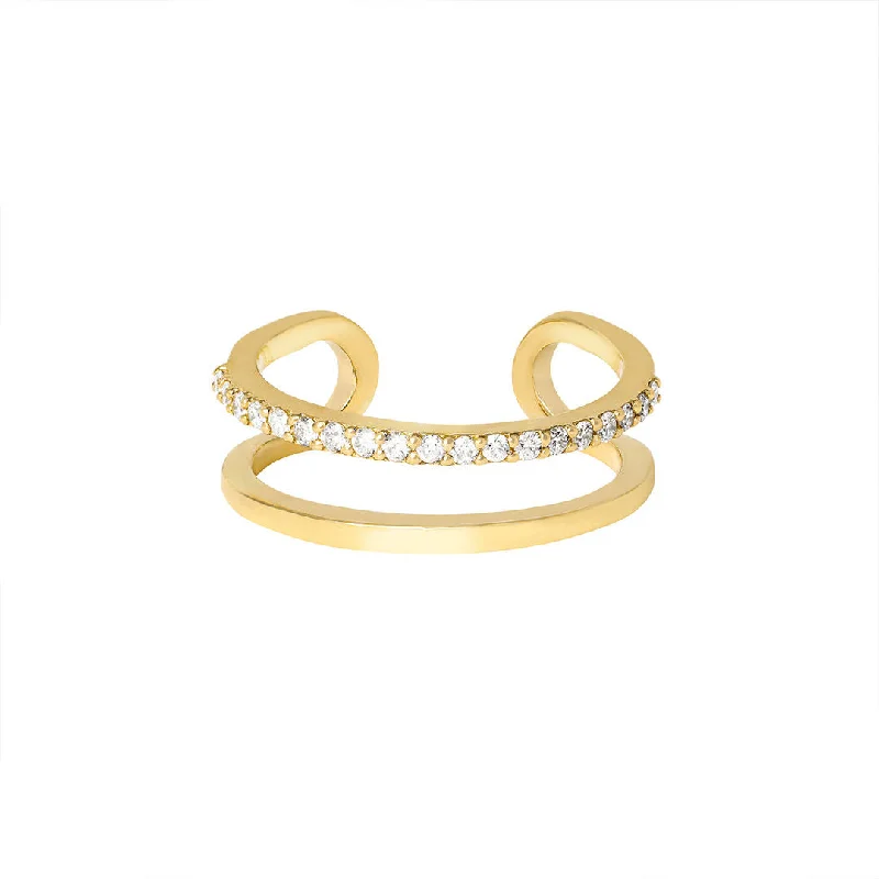 Modern Solitaire Ring-Double Trouble 18K Gold Ring w. Diamonds