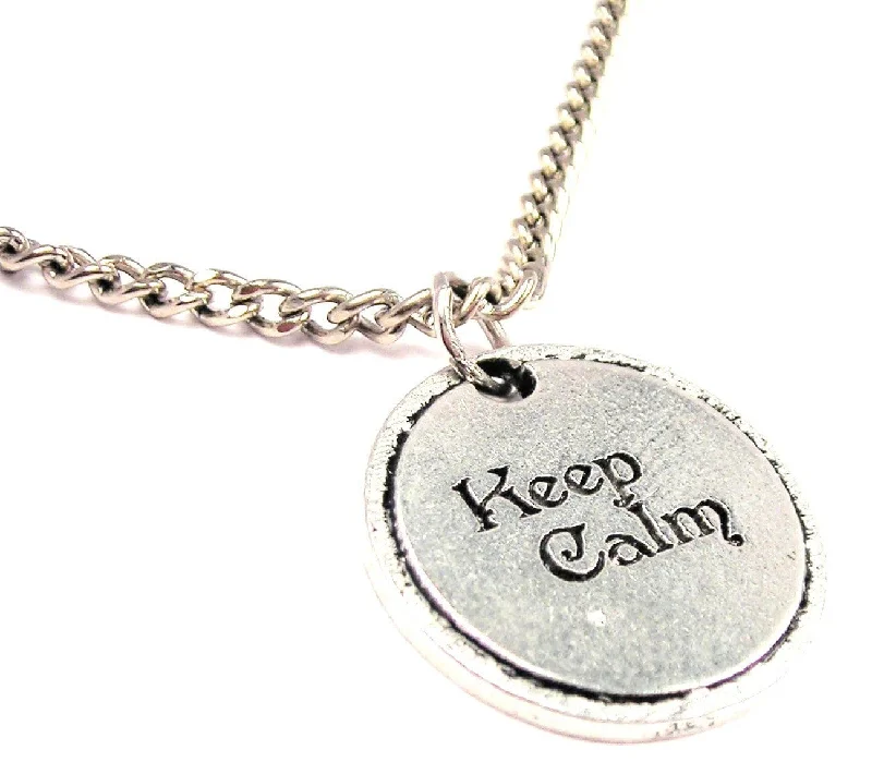 Initial Necklace for Women-Keep Calm Single Charm Necklace