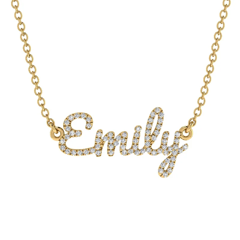 Classic Link Necklace-Diamond Gold Name Necklace - Emily