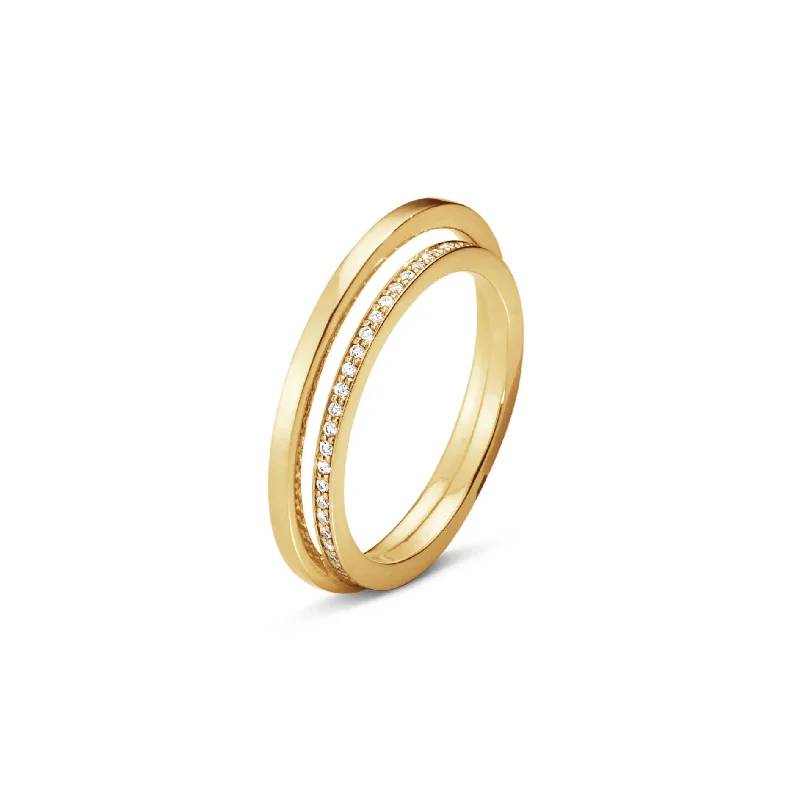 Elegant Diamond Ring-Halo 18K Gold Ring w. Diamonds 0.18 ct