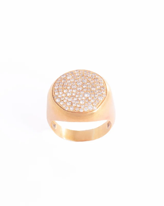 Chunky Gold Ring-Round 18K Gold, Whitegold or Rosegold Ring w. Diamonds