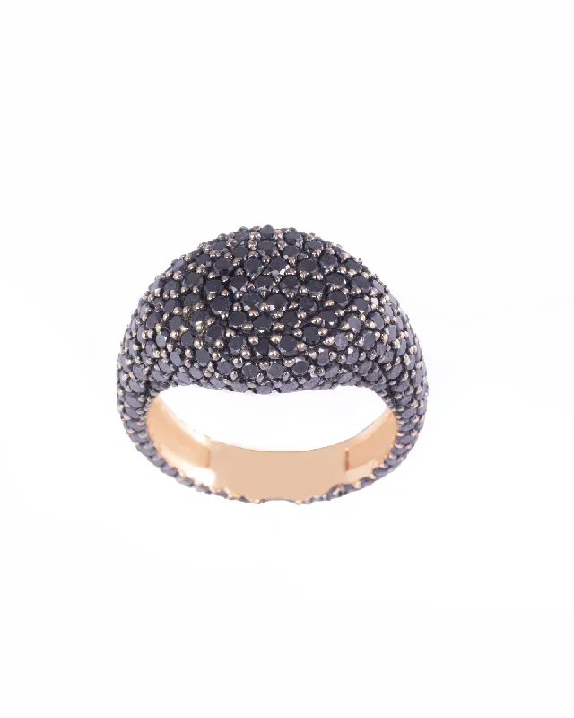 Elegant Diamond Ring-Pinky Full 18K Gold, Whitegold or Rosegold Ring w. Black Diamonds