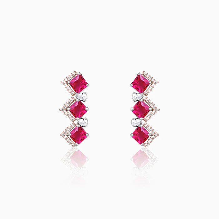 Silver Ring Earrings-Anushka's Royal Pink Earrings