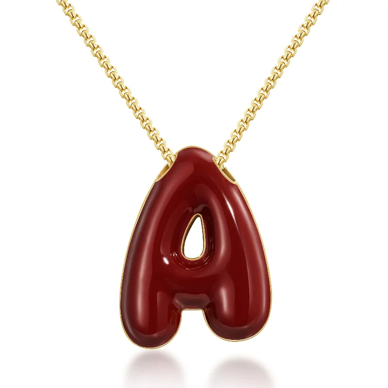 Artistic Statement Necklace-14K Gold Plated Enamel Initial Pendant Letter Necklace