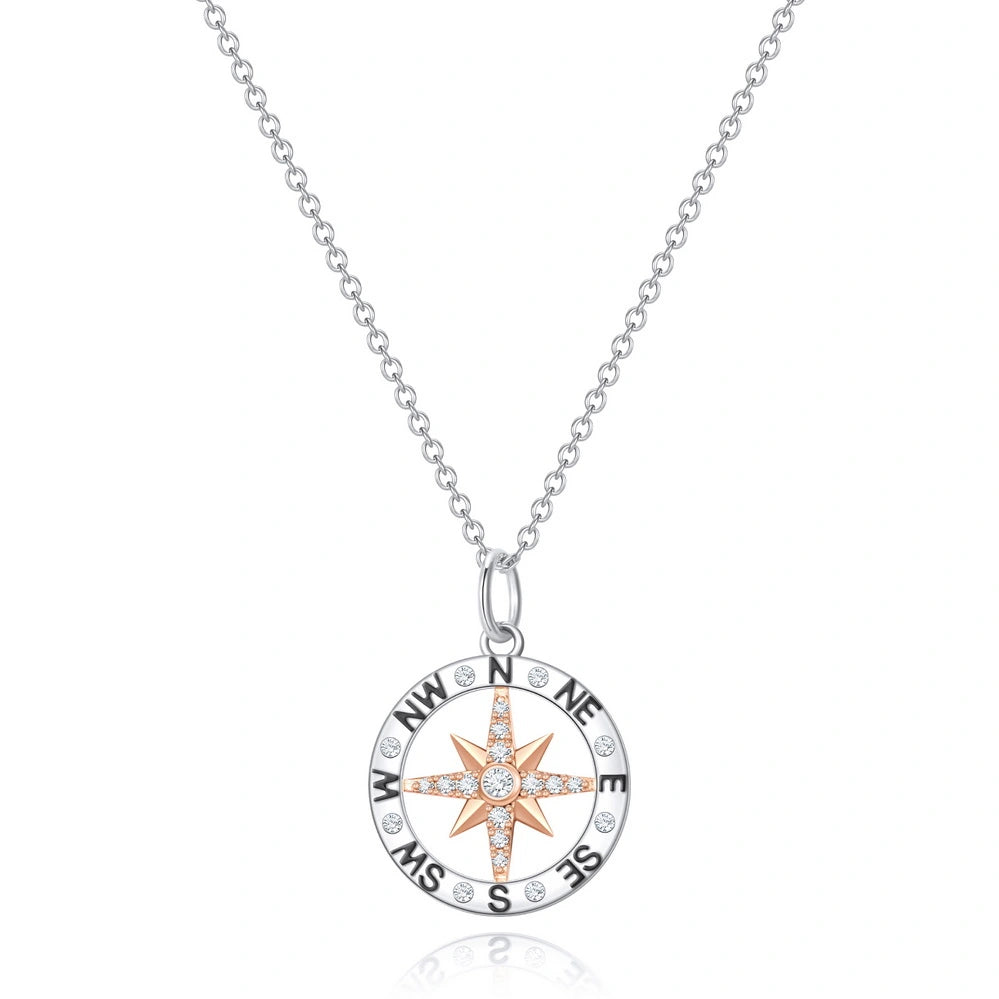 Designer Diamond Necklace-Graduation Season Separation Compass Necklace