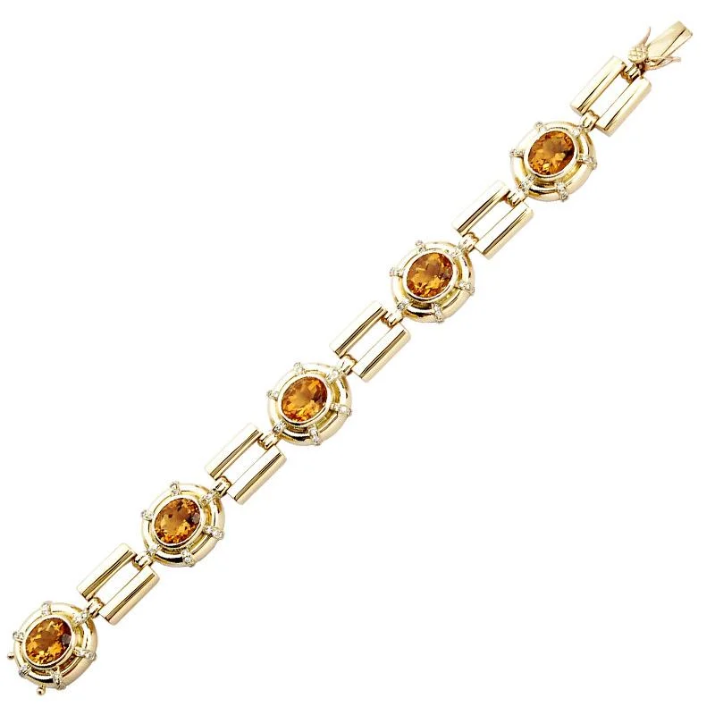 Birthstone Bracelet for Mom-Bracelet-Citrine and Diamond  (1246D)