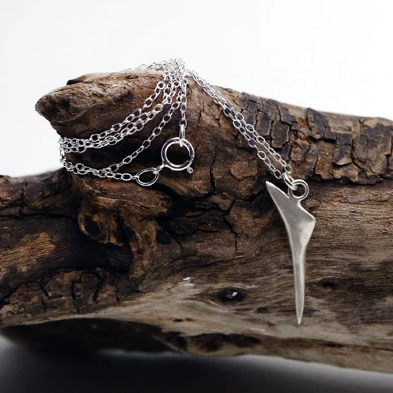 Initial Necklace for Women-Shark Tooth Necklace in Sterling Silver