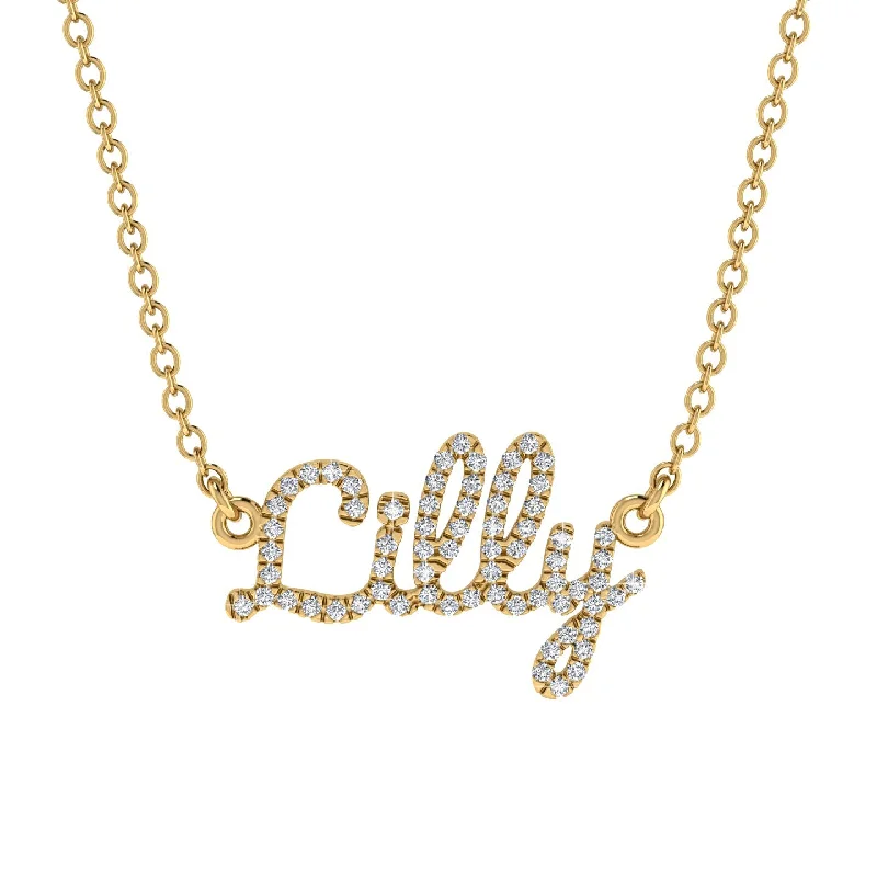 Wedding Necklace for Bride-Diamond Gold Name Necklace - Lilly