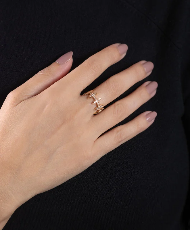 Trendy Stackable Rings-Losange 18K Gold, Whitegold or Rosegold Ring w. Diamonds