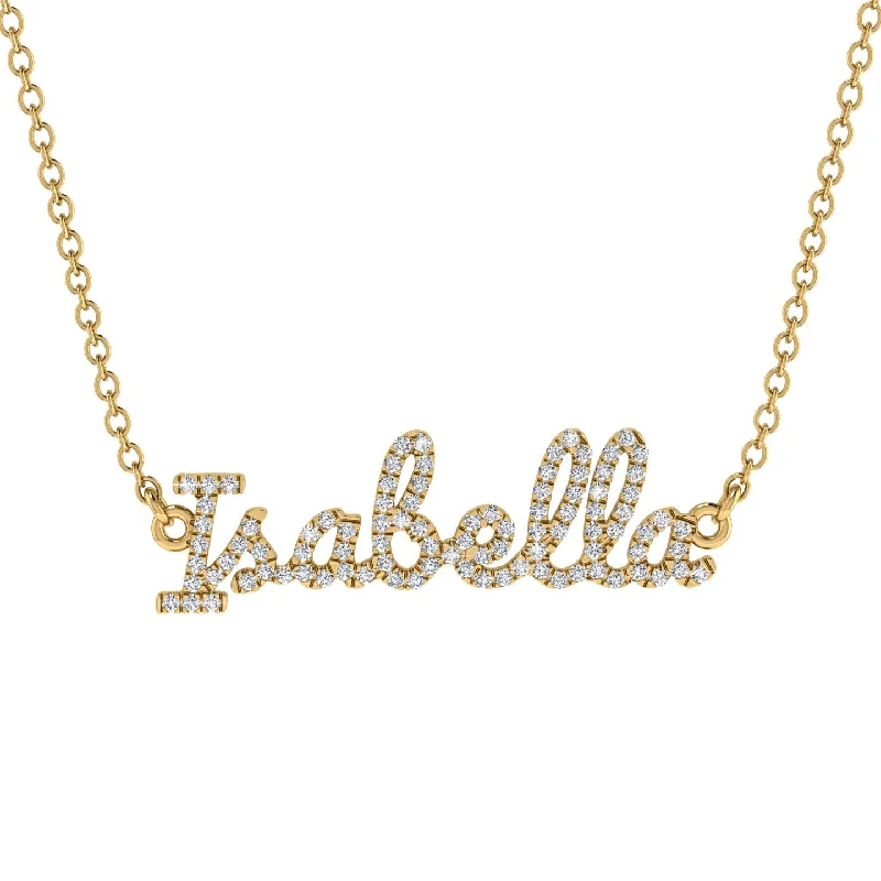 Custom Pendant Necklace-Diamond Gold Name Necklace - Isabella