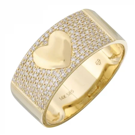 Gold Engagement Ring-Heart Diamond Cigar Ring